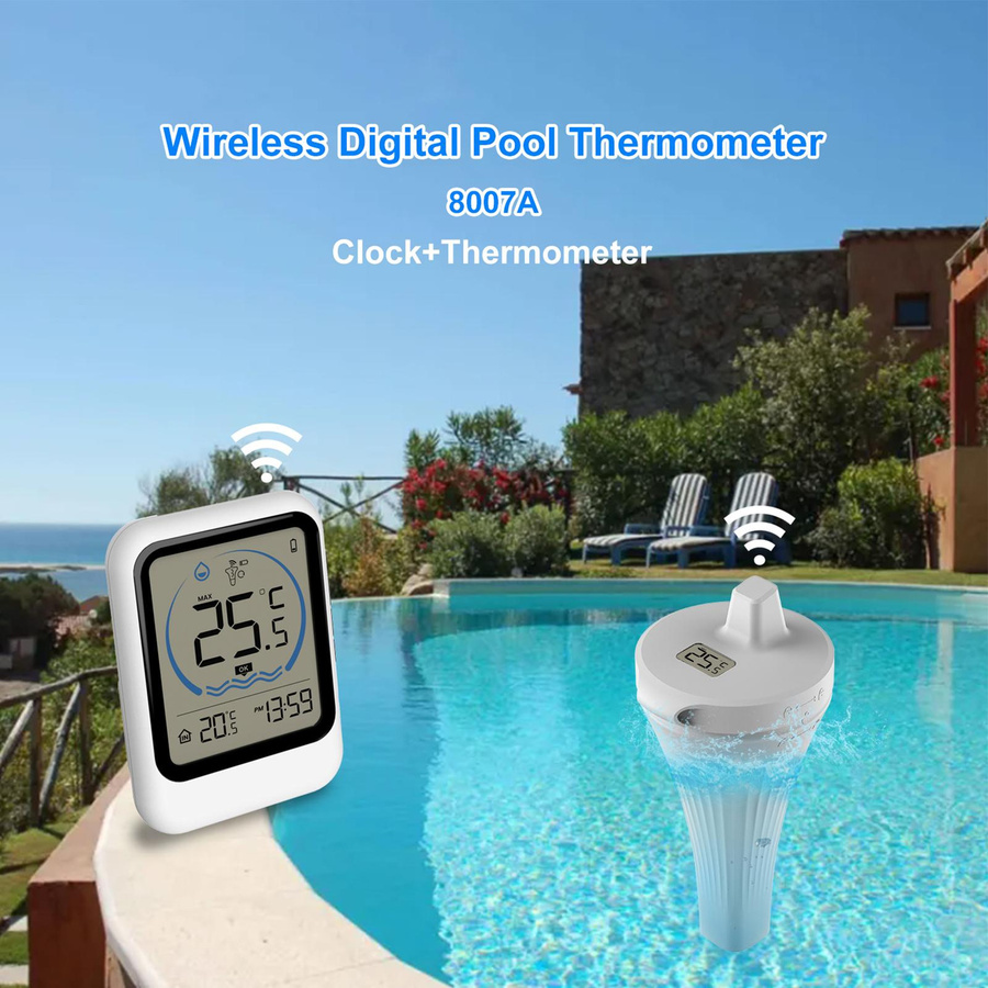 TOMTOP JMS Drahtloses digitales Poolthermometer mit Temperatursensor in Weiß für Pool, Aquarium und Badewanne - Bild 5