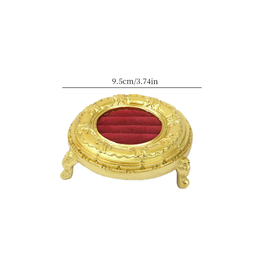 Barocke Schmuckbox mit Relief-Schnitzerei in Gold und Beige als Ringorganizer und Hochzeitsgeschenketui - Bild 7
