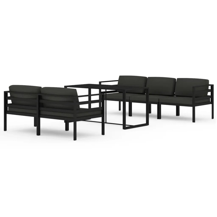 6-tlg. vidaXL Garten-Lounge-Set aus pulverbeschichtetem Aluminium mit Kissen in Anthrazit - Bild 2