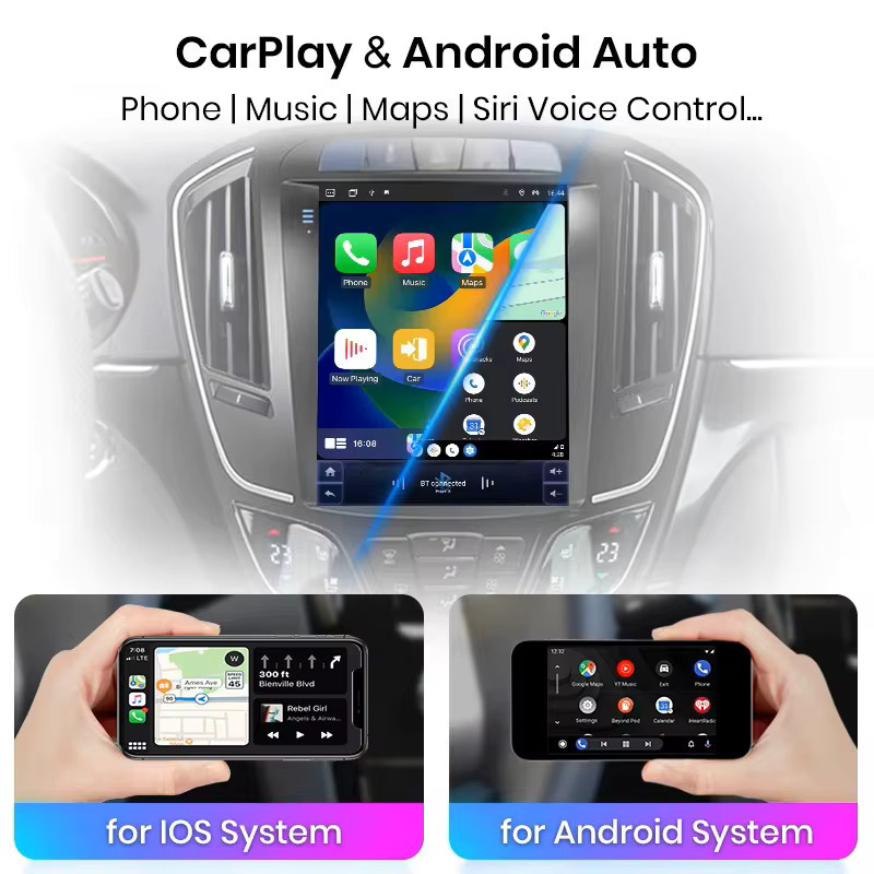 Junsun Tesla Stil Android Auto und CarPlay Radio für Buick Regal und Opel Insignia 2014-2018 in Schwarz mit WiFi, GPS und Bluetooth - Bild 4