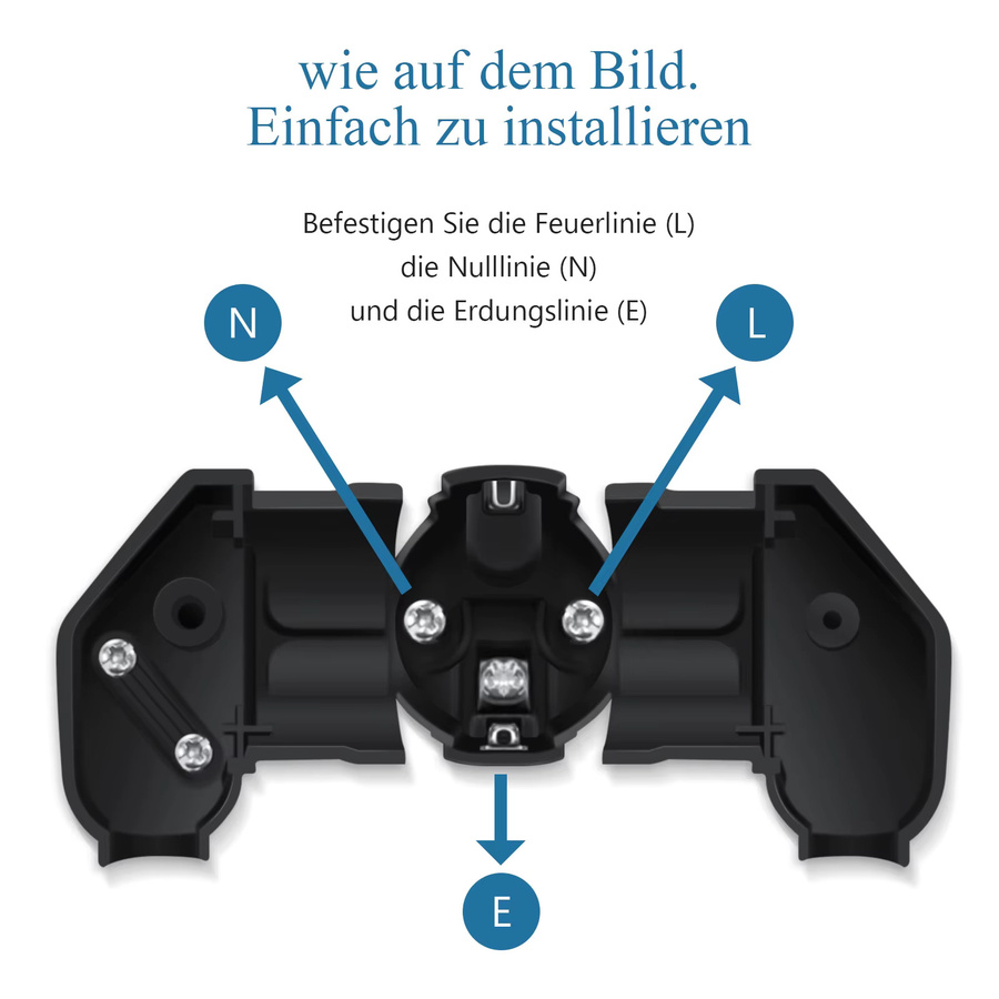 HITRENDS EU-Schuko-Stecker 250 V Netzstecker in Schwarz für Stromverlängerungskabel - Bild 3