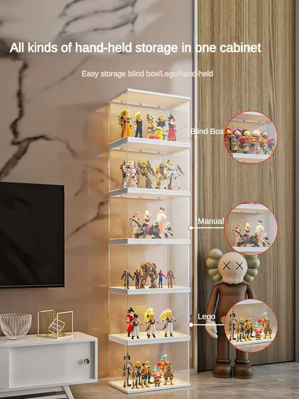 Action Figure Vitrine Blind Box mit Staubschutz aus Acryl und Kunststoff, Display Regal Aufbewahrungsbox in Transparent und Weiß - Bild 2