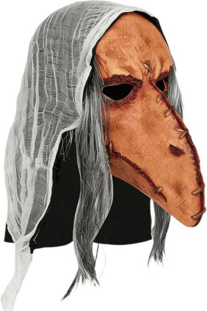 Blutige Vogelkopf-Latexmaske, Gummi, Braun - Bild 1