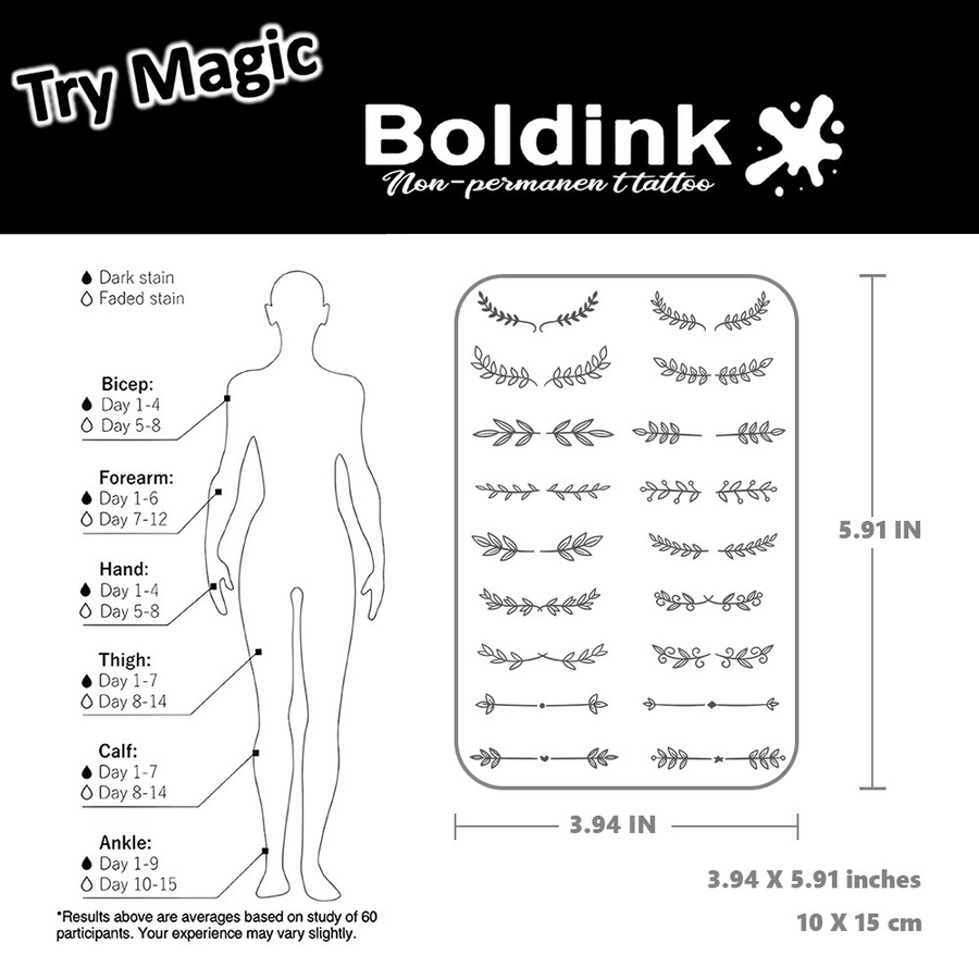 BOLDINK Plant Branch Line Tattoo-Aufkleber, Unisex - Bild 3
