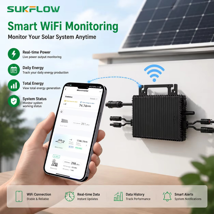 Sukflow Mikro-Solarwechselrichter 800W mit MPPT und WiFi-Monitor für dein Heim-Balkon-Solarsystem - Bild 4