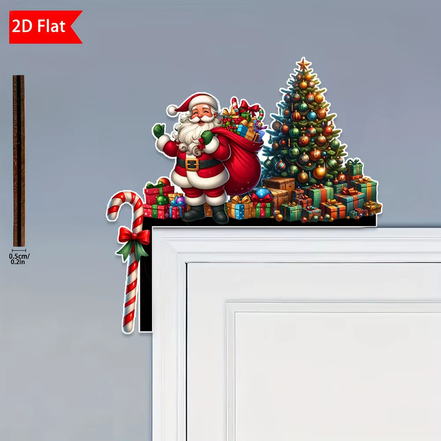 Weihnachtliche 2D Ecke-Dekoration aus Holz mit Santa Claus und Weihnachtsbaum in Mehrfarbig - Bild 4