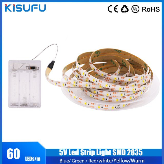 KISUFU LED Streifen SMD 2835 mit 60 LEDs, 5V Batteriebetrieben, Wasserdicht und Flexibel - Bild 1