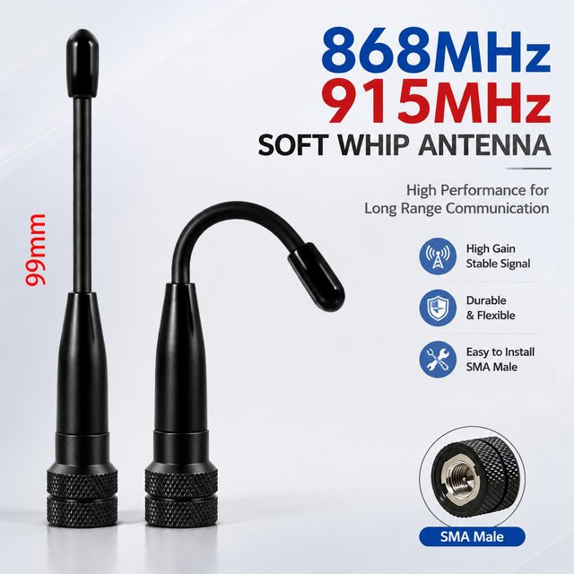 GIZONT LoRa Soft-Antenne für Meshtastic und ESP32 Boards, 868MHz/915MHz, SMA Anschluss, Schwarz - Bild 1