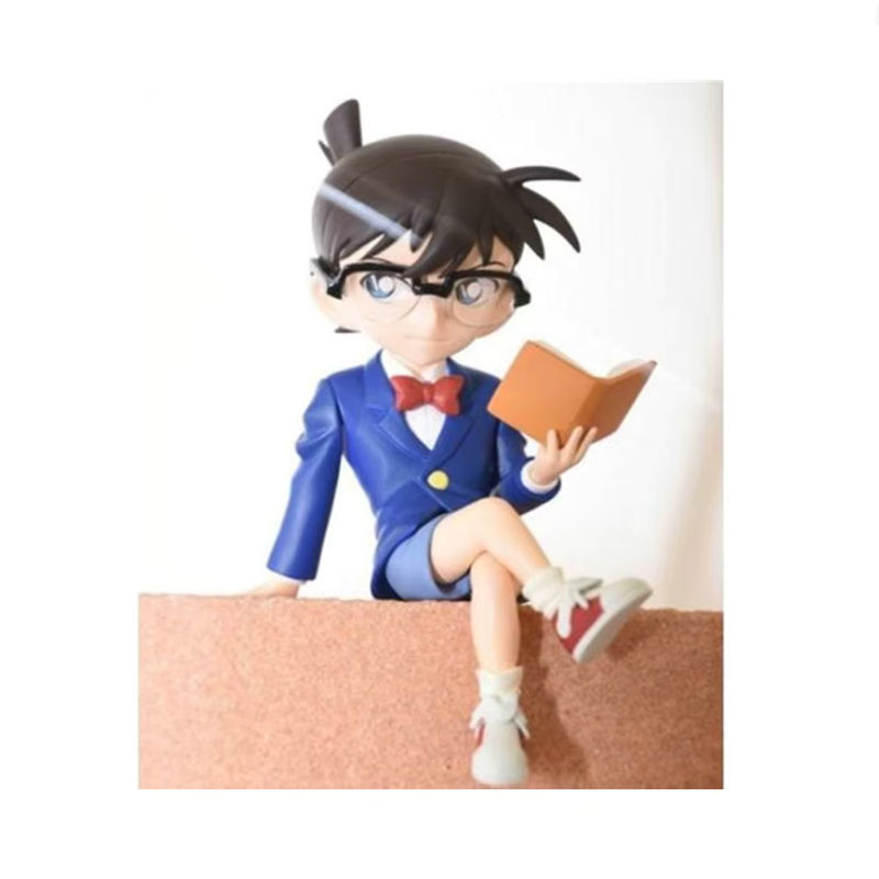 Bandai Anime Detektiv Conan Actionfigur in Blau, Sitzende Pose mit Buch und Telefon aus Kunststoff - Bild 3