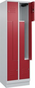 C+P Z-Spind Classic PLUS mit 4 Fächern und Sockel, Grau/Rot, H x B x T: 195 x 60 x 50 cm, mit Zylinderschloss - Bild 1