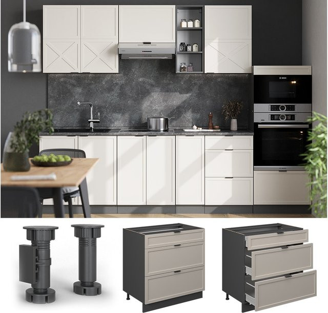Vicco Schubladenunterschrank Fame-Line in Anthrazit, Grau und Beige, Breite: 80 cm, ohne Arbeitsplatte - Bild 1