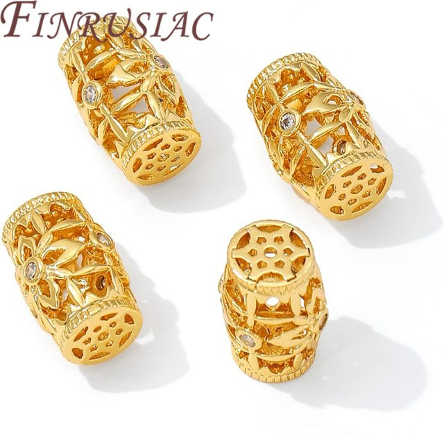 FINRUSIAC Abstandshalterperlen, 18K vergoldetes Messing, Ovalperle, Unisex - Bild 1