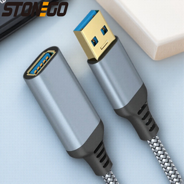 USB 3.0 Verlängerungskabel Stecker auf Buchse in Grau, 1,8 m, geflochtenes Hochgeschwindigkeits-Datenübertragungskabel für Tastatur, Maus und Flash-Laufwerke - Bild 1