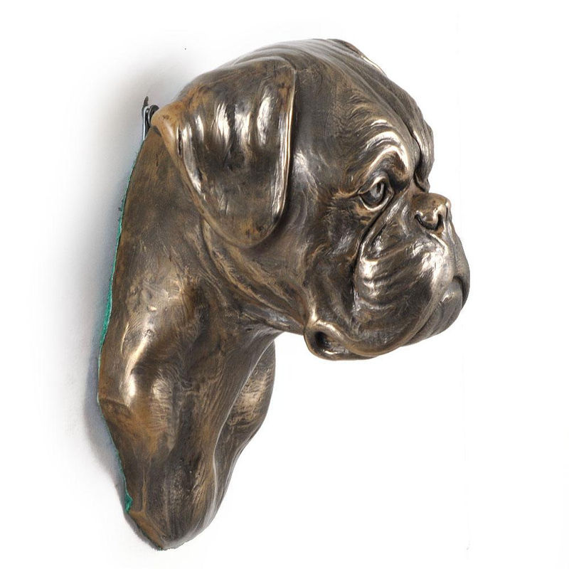 Hängende Boxer Hundestatue als dekorative Büste von Art-Dog in Braun aus Kunstharz und Metall - Bild 2