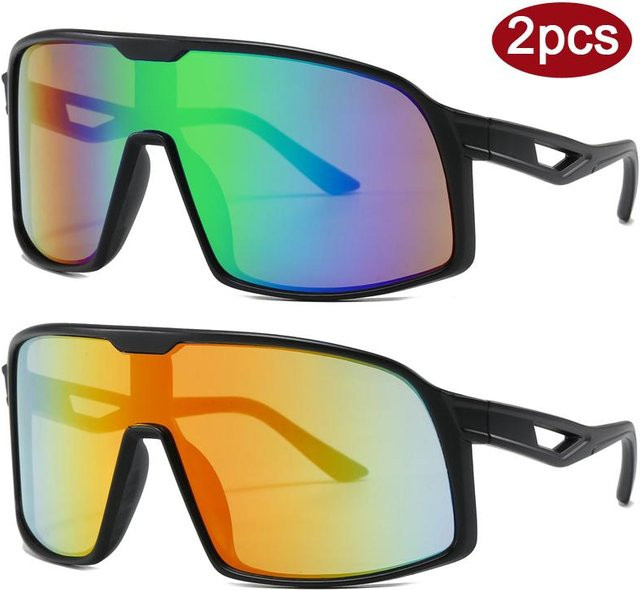 Yiran Health & Beauty Sportsonnenbrille, Vollrand, rechteckig, Unisex, schwarz - Bild 1