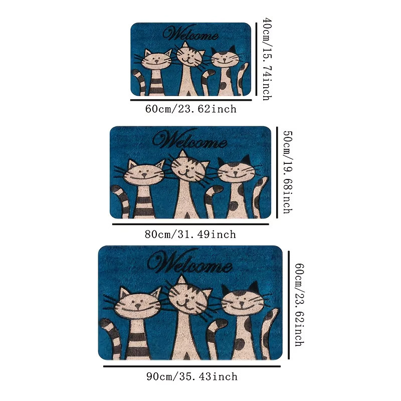 VIKAMA Gestreifter Katzenteppich in Blau, wetterfester Outdoor-Teppich und weiche Bodenmatte für Wohnzimmer, Schlafzimmer oder Garten, B/T: 60 x 40 cm - Bild 5