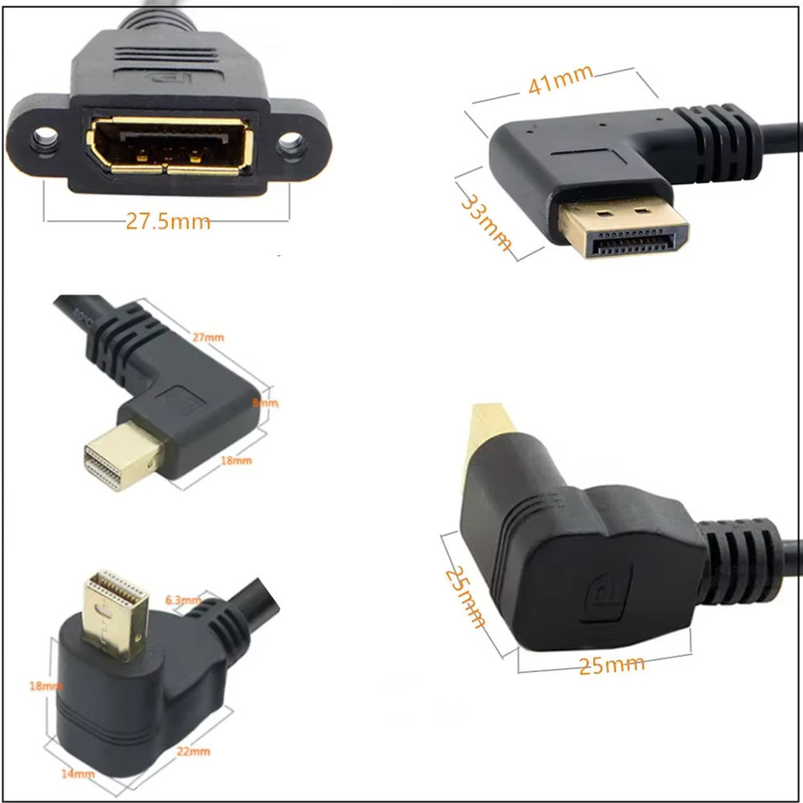BSN Mini-DisplayPort auf DisplayPort Adapter Verlängerungskabel 90-Grad-Winkel Schwarz, Länge: 0,3 m - Bild 3