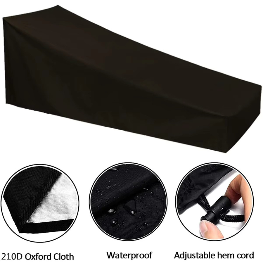 MY·BAKERMAN Terrassen-Chaiselounge-Abdeckung für Sonnenliegen und Outdoor-Lounge-Sessel, wasserabweisend und UV-beständig, Schwarz - Bild 2