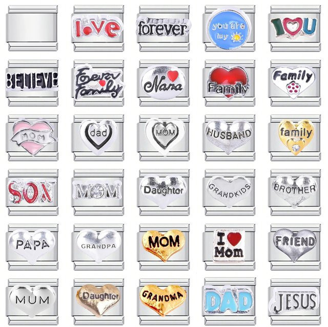 Charm Links Edelstahl, Silber, Herz, Unisex - Bild 1