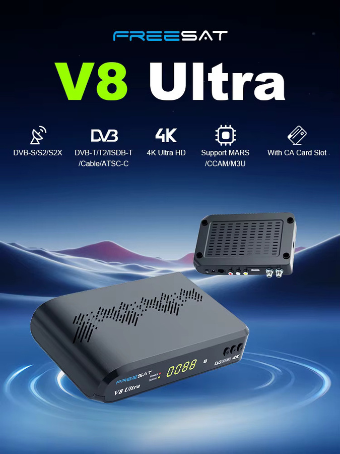 FREESAT V8 Ultra Satelliten-TV-Receiver in Schwarz mit 4K UHD, DVB-S2/S2X, DVB-T2/T+C und CA-Kartensteckplatz - Bild 5