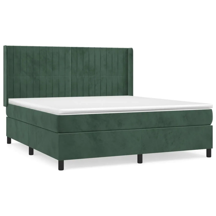 vidaXL Boxspringbett mit Matratze Dunkelgrün Samt B/T/H: 180 x 200 x 183 cm - Bild 2