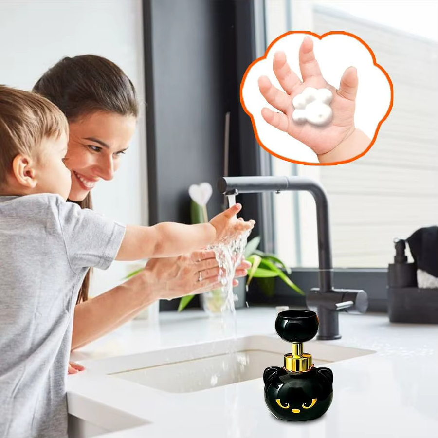Multiyilego Schaum-Seifenspender Katzenpfote in Schwarz, 480 ml - Bild 3