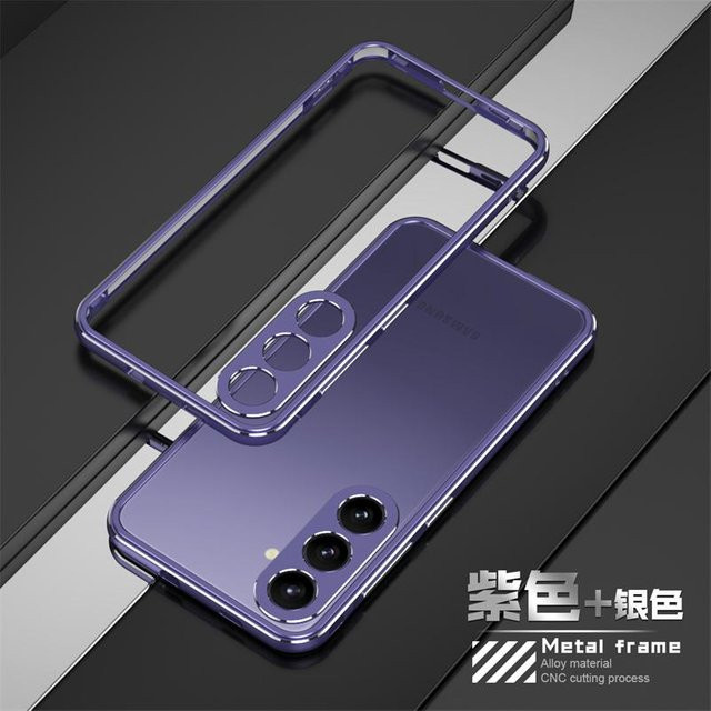 Stoßfeste Handyhülle mit Aluminium-Stoßfänger und Metall-Linsenrahmen für Samsung Galaxy S22 S23 S24 S25 Ultra Plus in Purple - Bild 1