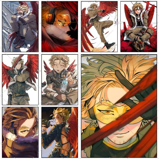 Wasserdichter Anime Wandaufkleber Mein Hero Academia Hawks Poster als selbstklebendes Wandbild in Mehrfarbig - Bild 1