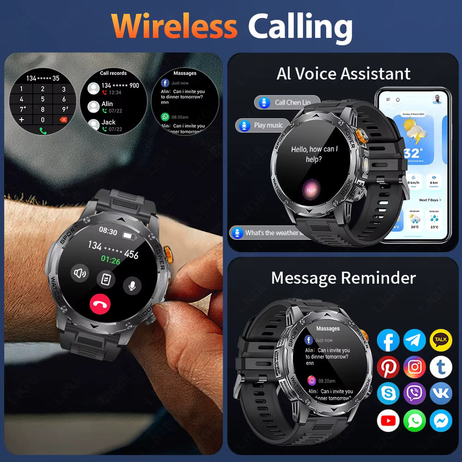 LIGE Smartwatch, Schwarz, Silikon, Herren - Bild 2