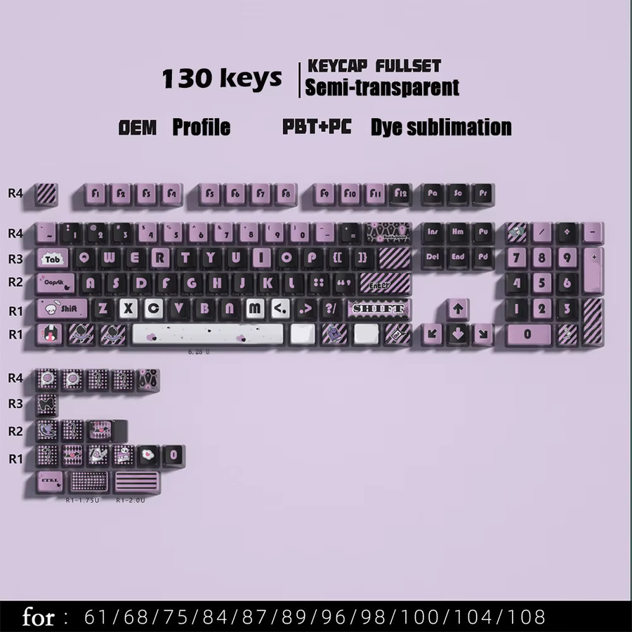 KYOMOT Pudding Style Anime Games Tastenkappen Set aus PBT für mechanische MX-Switch-Tastaturen, 122 Tasten, durchscheinend, OEM-Profil, Dye-Sub-Verfahren - Bild 3