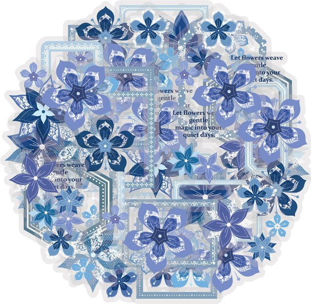 Etori Life Gentle Blues Blumenaufkleber, 15-teiliges Set, blue - Bild 1