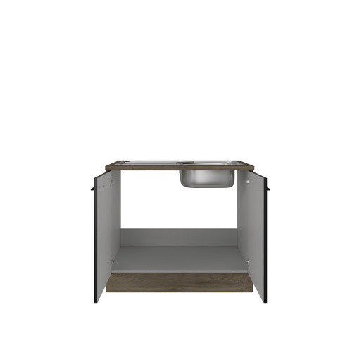 Flex-Well Küchen-Spülenunterschrank Capri Schwarz Matt mit Antifingerprint-Effekt B/H/T: 100 x 85 x 60 cm - Bild 2
