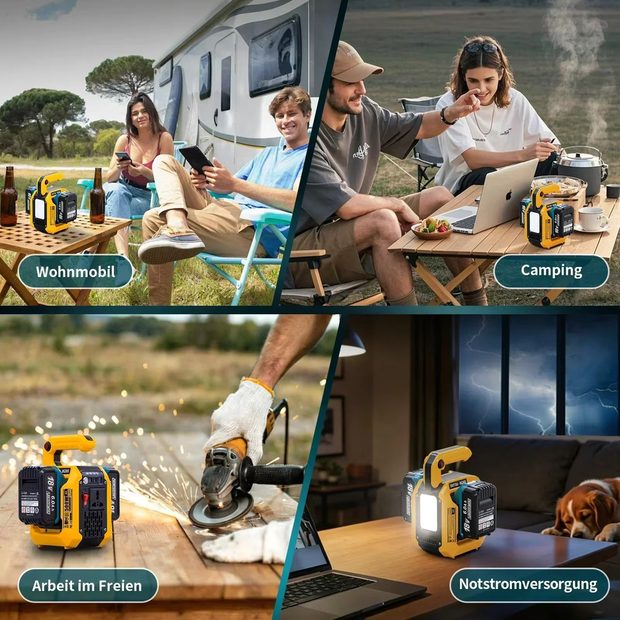 DATOUBOSS Tragbare Powerstation 500W Reiner Sinus-Wechselrichter mit 220V AC-Ausgang, Typ-C PD Schnellladung, 1 USB-A und 2 USB-C Anschlüssen sowie 500 LM LED-Licht in Gelb - Bild 5