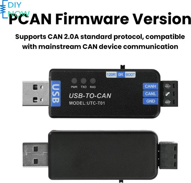 DIY NOW USB-zu-CAN-Adapter PCAN Signalkonverter und Analysator in Schwarz für industrielle Netzwerktests und Embedded-Entwicklung - Bild 1
