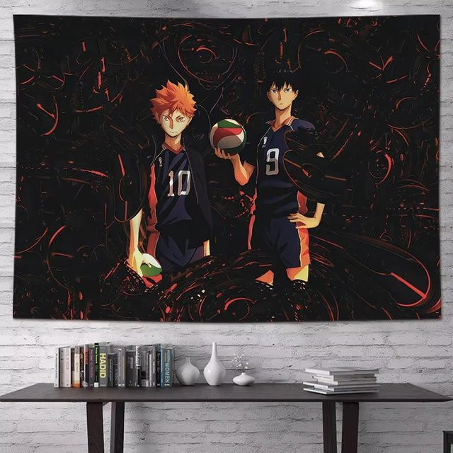 Haikyuu!! Wandteppich mit Volleyball Anime Illustration, Mehrfarbig, B x H: 40 x 60 cm - Bild 1