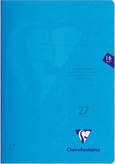 Clairefontaine Schulheft Blau A4 liniert mit Rand 16 Blatt - Bild 1