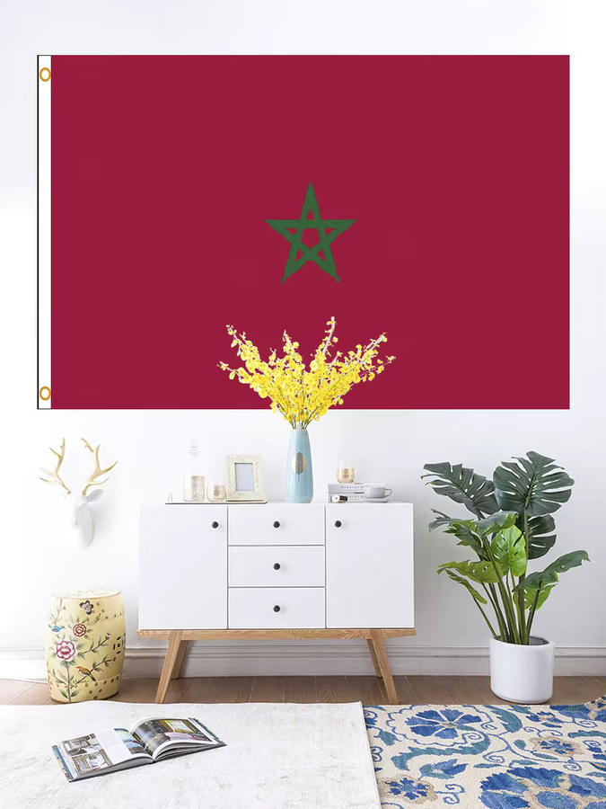 LederFLAGGE Marokko-Flagge aus Polyester in Rot und Grün, B: 150 cm, H: 90 cm - Bild 3