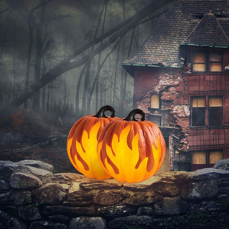 Batteriebetriebene Halloween Kürbislaterne Jack O Lantern in Orange und Braun von TOMTOP JMS als Tischdeko - Bild 4