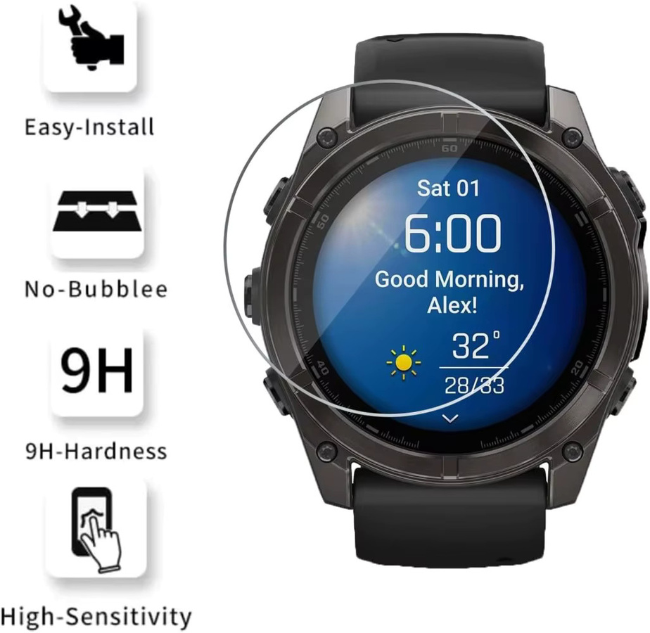 Displayschutzfolie aus gehärtetem Glas für Garmin Fenix 8 7 6 6S 6X 5S Vivoactive 3 Forerunner 165 945 955 965 225 255 265S transparent - Bild 2