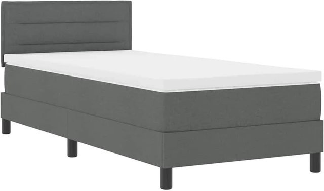 vidaXL Boxspringbett mit Matratze und LED-Unterbettbeleuchtung in Dunkelgrau, B/T/H: 80 x 200 x 88 cm - Bild 1