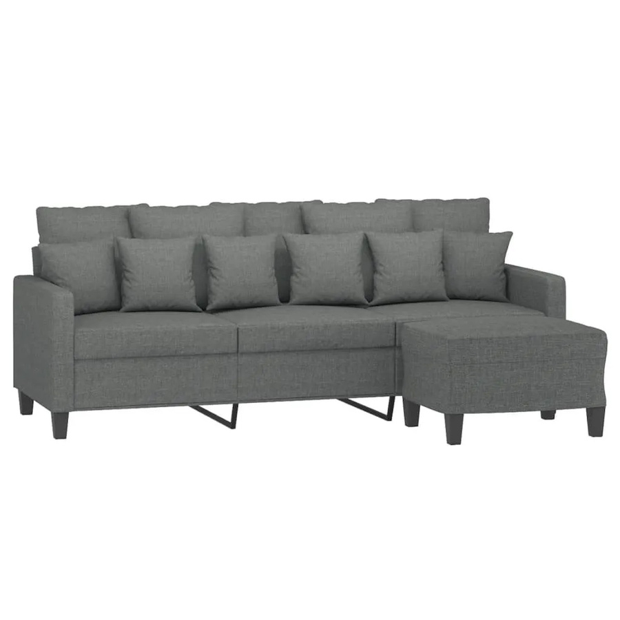 vidaXL 3-Sitzer-Sofa mit passendem Fußhocker in Dunkelgrau aus Stoff, Breite: 198 cm - Bild 2