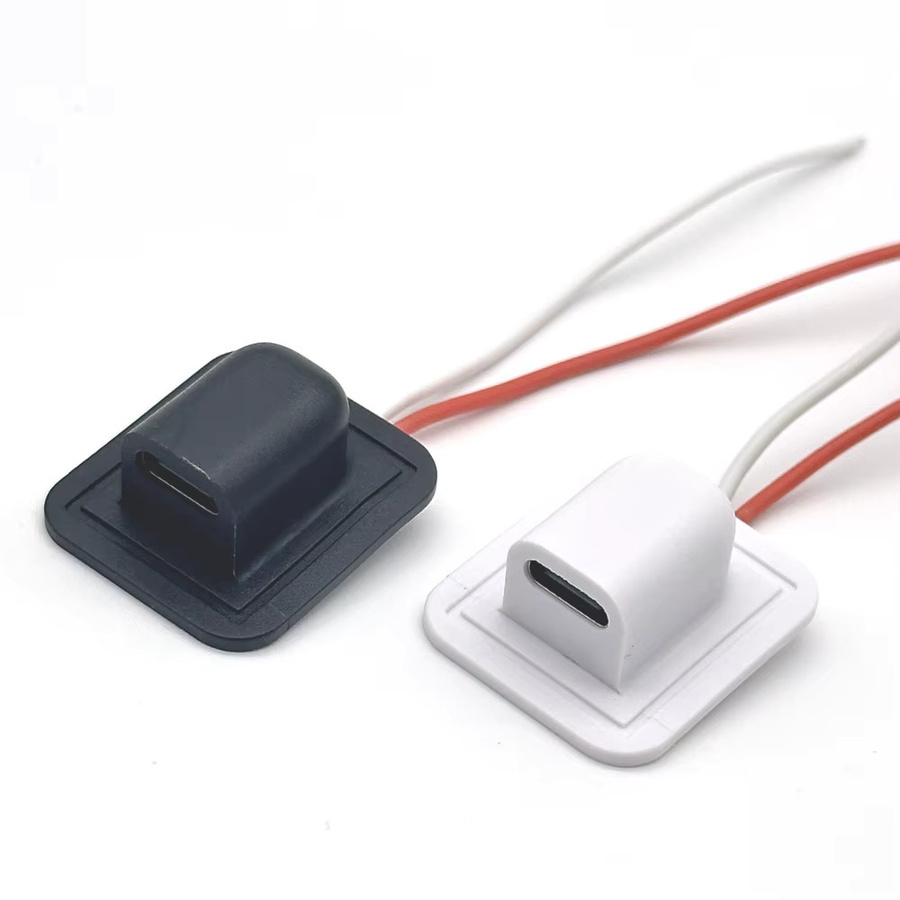 Wasserdichte USB Type-C Buchse von LAJQTAO mit 2-poliger Hochstrom-Ladefunktion und 24AWG Snap-Lock-Platte in Schwarz - Bild 2