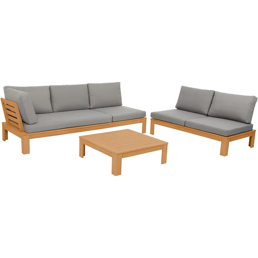 acamp Loungeset GRANADA in Grau mit 5 Sitzplätzen aus Akazienholz und UV-beständigen Polyester-Auflagen - Bild 2