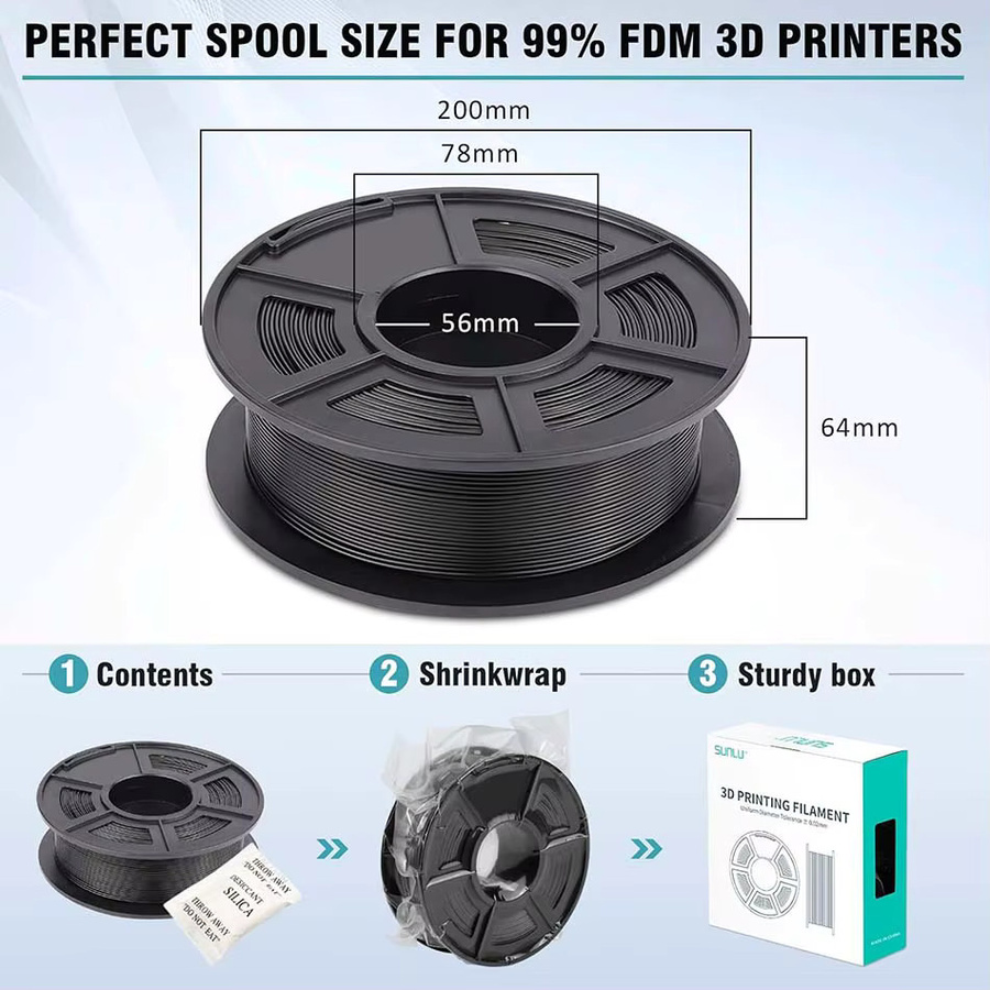 JAYO PETG-Filament für FDM-3D-Drucker, 1,75 mm, Schwarz, 5,5 kg - Bild 5