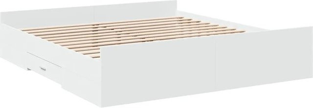 vidaXL Bettgestell mit Schubladen in Weiß aus Holzwerkstoff, B/T/H: 180 x 200 x 40 cm - Bild 1