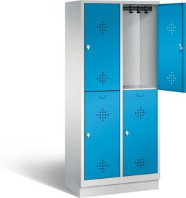 C+P Spind Classic doppelstöckig mit 4 Türen und Garderobenstange, Korpus Lichtgrau und Front Lichtblau, H x B x T: 180 x 81 x 50 cm - Bild 1