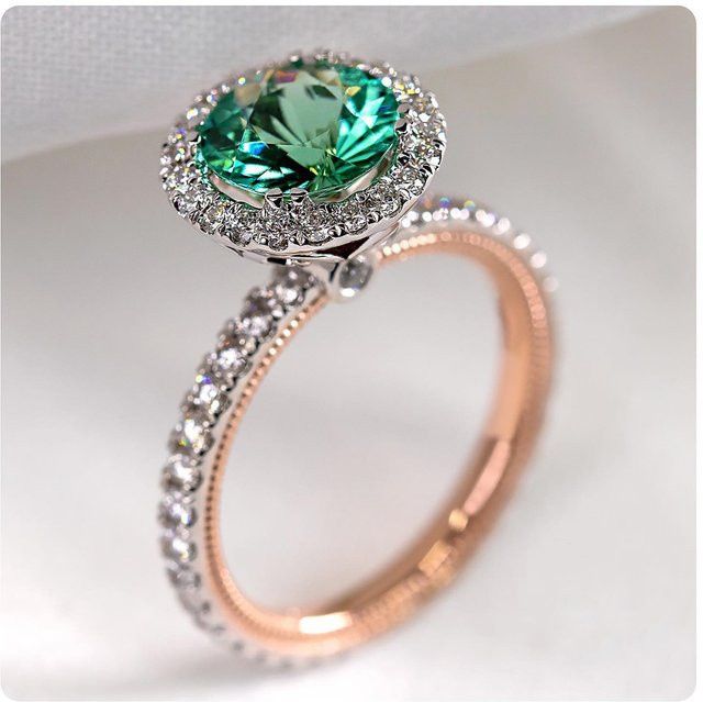 Huitan Ring, grüner Stein, Kristall, Zirkonia, Damen, Verlobung - Bild 1