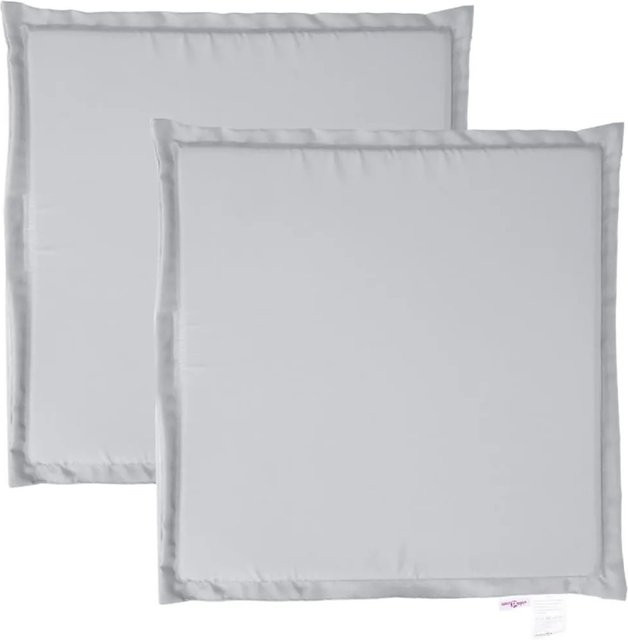 vidaXL Garten-Sitzkissen 2er-Set Hellgrau, quadratisch, wasserdicht und atmungsaktiv, B/T/H: 45 x 45 x 2 cm - Bild 1