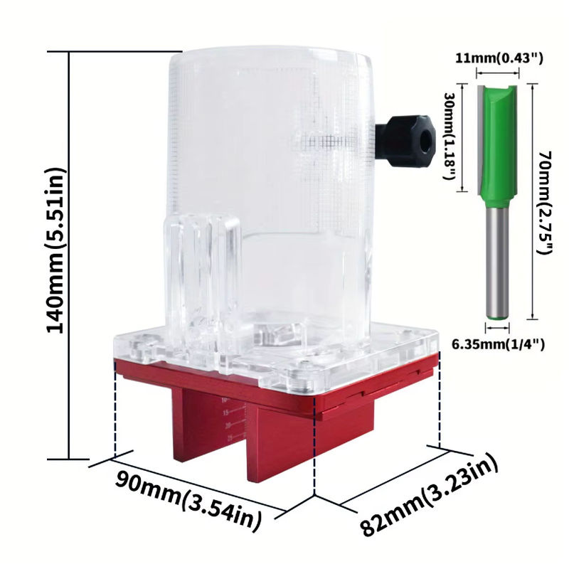 JIGHOLE 2-in-1 Schlitzhalterung und Oberfräsenbasis für Holzbearbeitung mit Stemmenlehre und Trimmerbasis, B/T/H: 14,0 x 9,0 x 0 cm - Bild 3