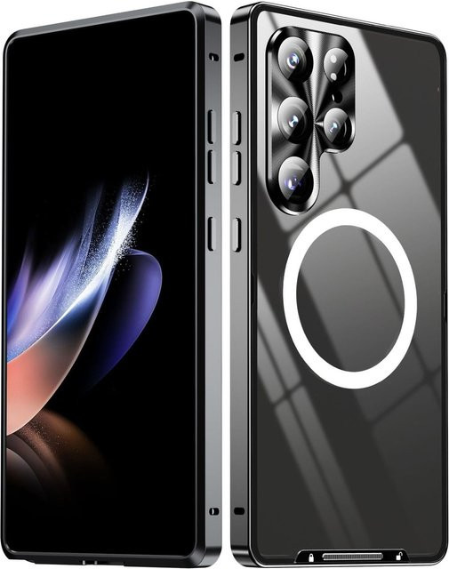 Samsung Galaxy S25 Ultra 5G Magnetische MagSafe Schutzhülle im Frosted Metall Design in Schwarz - Bild 1